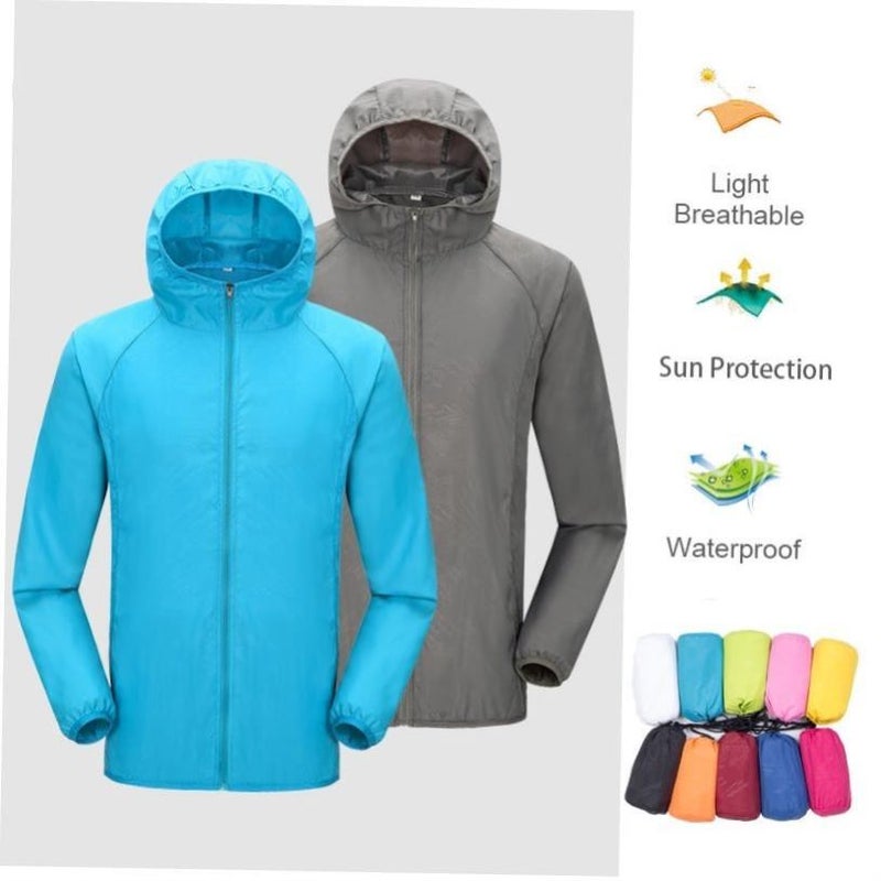Camping Rain Jacket Men Women Waterproof Sun Protection Coat - Image 2